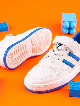 Sneakersy dziecięce  ze skóry ekologicznej biało niebieskie