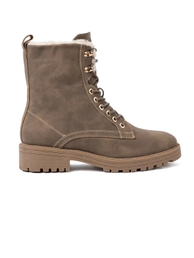 Stylowe trapery ciemnobeżowe z grubą podeszwą