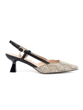 Czarne plecione czółenka na niskim obcasie