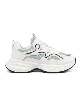 Biało zielone sneakersy z ozdobnymi wstawkami