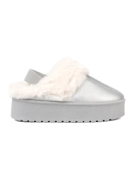 Srebrne śniegowce z futerkiem i platformą