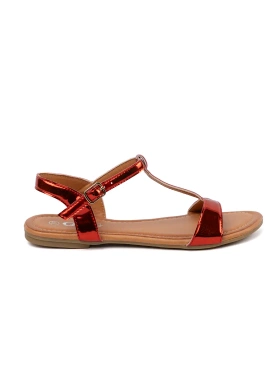 Czerwone sandały damskie na płaskiej podeszwie