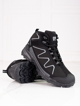 Wysokie sznurowane buty trekkingowe męskie DK czarno-szare