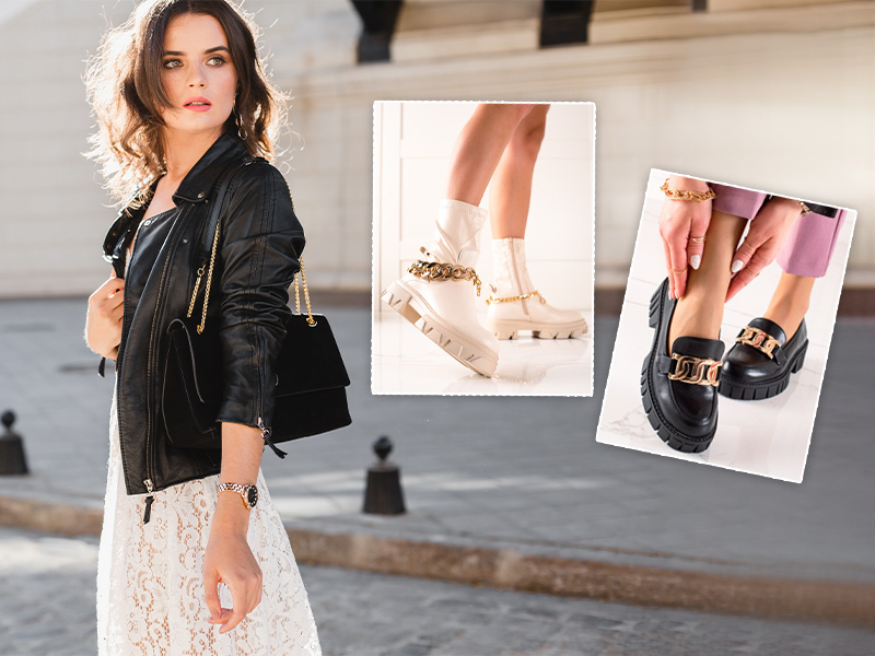 Buty ozdobione dużym łańcuchem