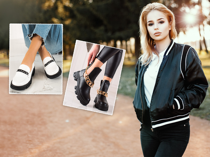 Buty ozdobione dużym łańcuchem