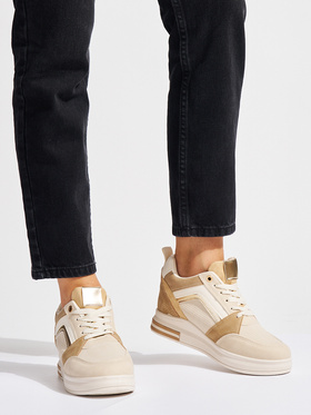 Beige Hidden Wedge Sneakers