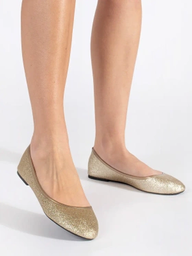 Golden Flat Glitter Ballerinas