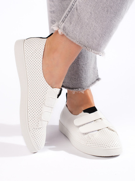 White Sneakers with Velcro Straps