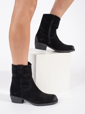 Trendy Black Cowboy Ankle Boots by Sergio Leone