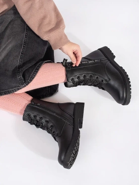 Lace-Up Black Ankle Boots for Her