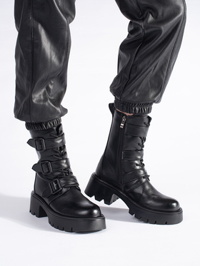 High Black Buckle Boots