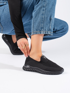 Sleek Black Textile Sneakers