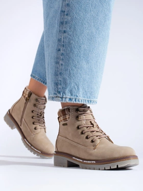 Beige Eco-Leather Ankle Boots