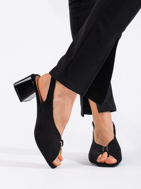 Sophisticated Black Block Heel Sandals