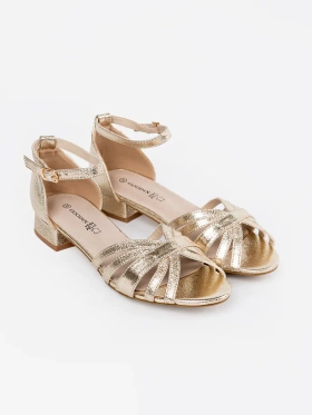 Elegant Gold Low Heel Sandals