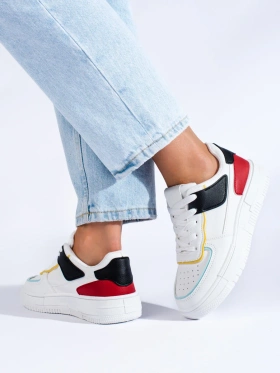 Platform Sneakers in White and Red