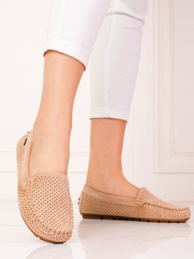 Beige Flexible Loafers with Cut-Out Design