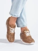 Brown Lace-patterned Sneakers with Hidden Wedge Heel