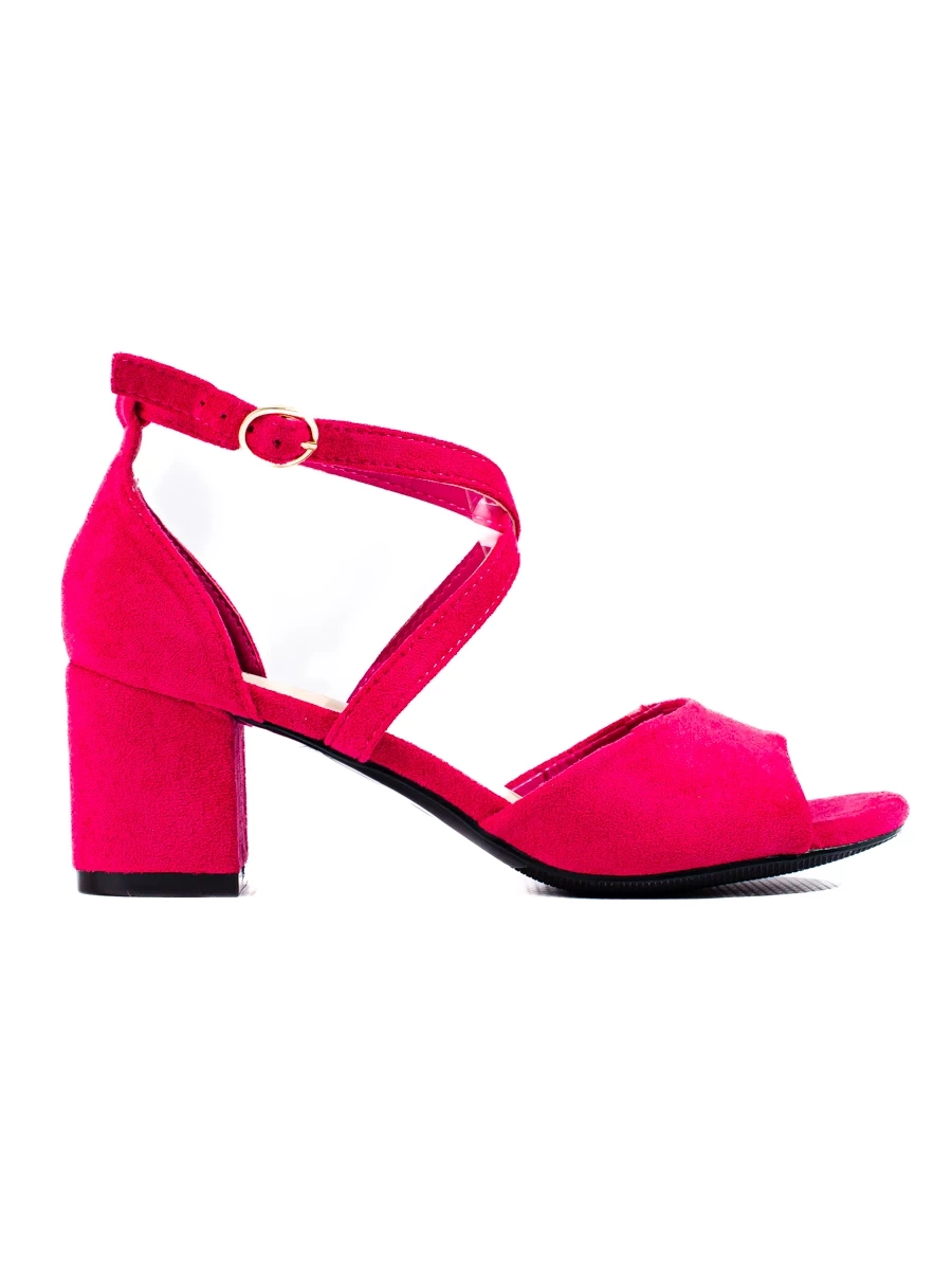 Pink Suede Block Heel Sandals - Potocki Collection