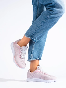 Light Pink Lace-Up Sneakers