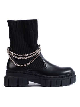 Black ankle boots with a stretchy shaft