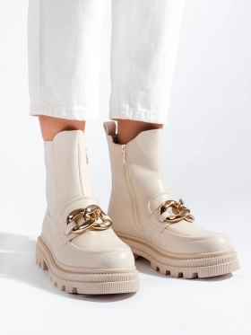 Beige Platform Ankle Boots