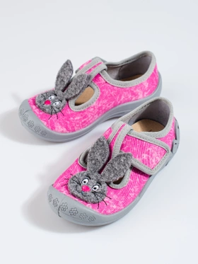 Pink Marbled Velcro Slippers for Girls