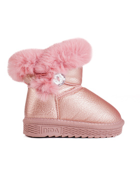 Pink Snow Boots with Faux Fur Trim