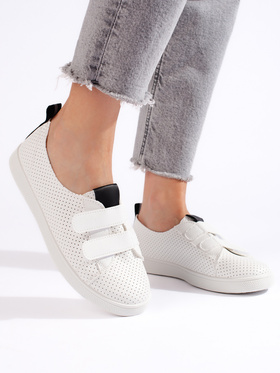 White Sneakers with Velcro Straps