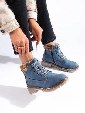 Blue Eco-Leather Ankle Boots