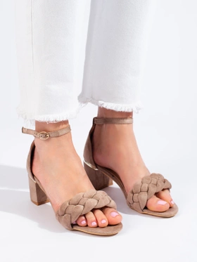 Beige Block Heel Sandals