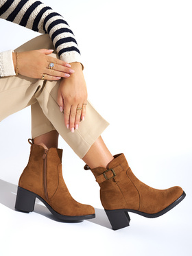 Chic Brown Block Heel Ankle Boots