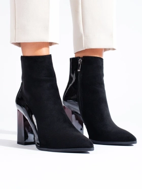 Black Suede Ankle Boots with Block Heel