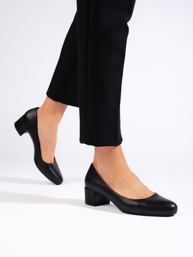 Elegant Black Low Block Heels by Sergio Leone