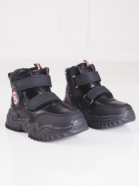 Black High Top Boots with Velcro Strap