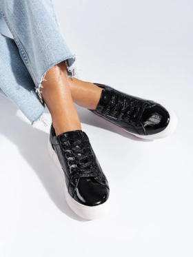 Black Leather Sneakers by Vinceza