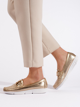 Golden Loafers with a Buckle