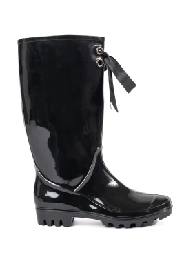 Glossy Black High Rain Boots