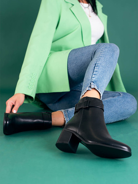 Classic Black Ankle Boots with Low Block Heel