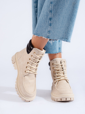 Beige hiking boots