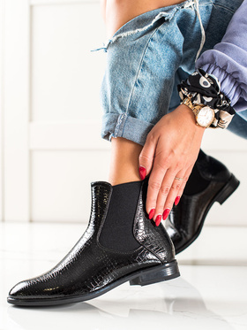 Sergio Leone Black Patent Chelsea Boots