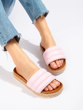 Pink Vinceza espadrille slides with thick soles