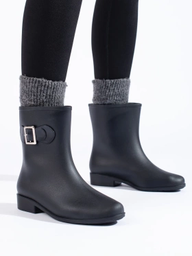 Black rain boots with buckle