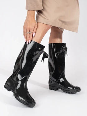 Glossy Black High Rain Boots