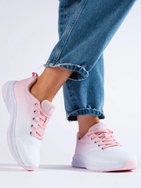 Lightweight Athletic Shoes in White and Pink