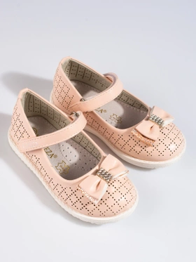 Lace-Style Ballet Flats in Powder Pink by Vinceza