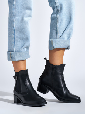 Black Ankle Boots on a Low Block Heel