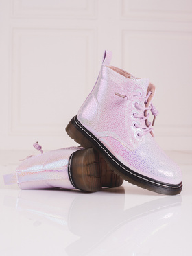 Shiny Pink Ankle Boots