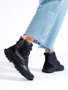 Lace-Up Eco-Leather Ankle Boots by Sokolski