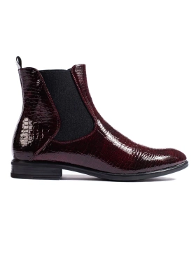 Sergio Leone Glossy Burgundy Ankle Boots